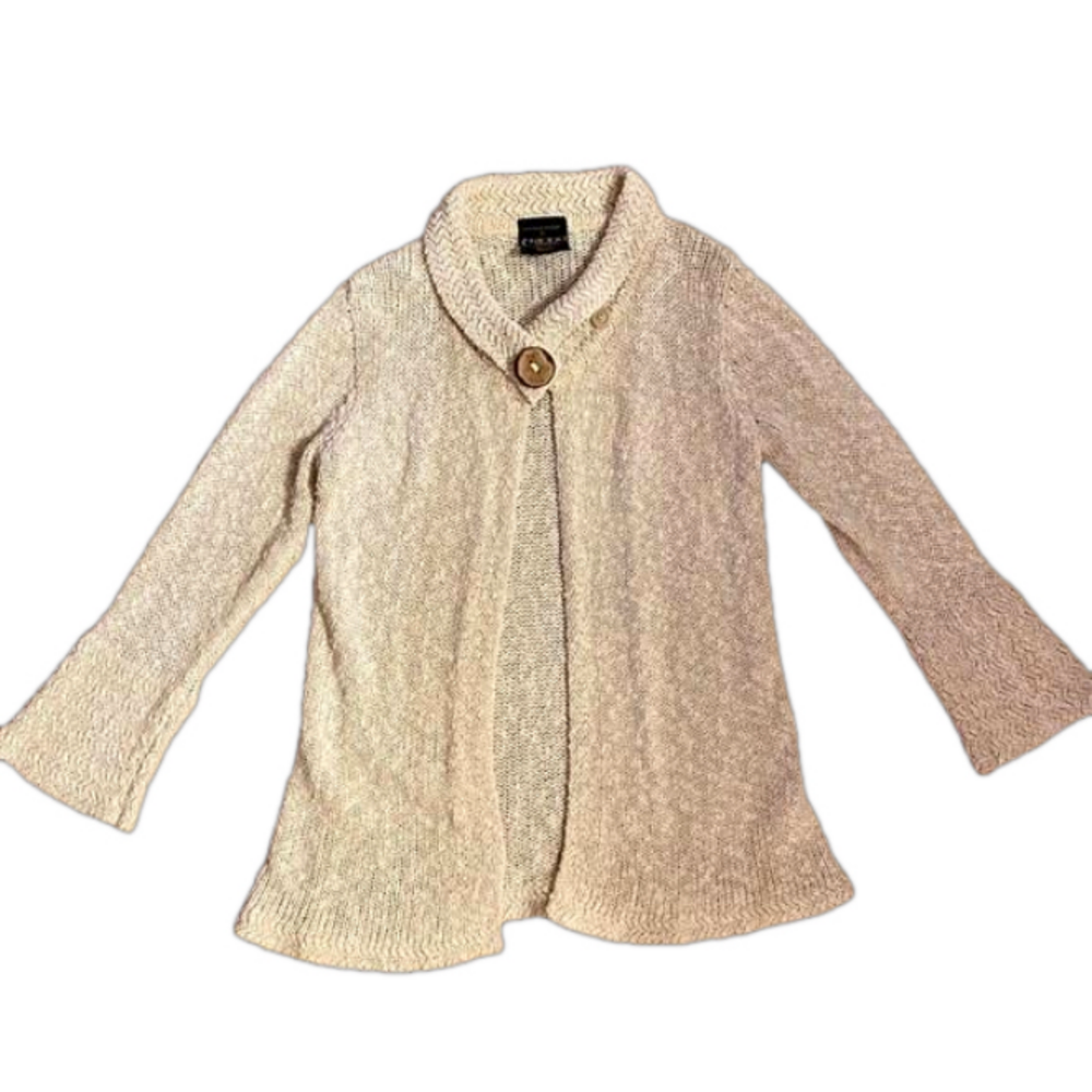 Triona Design Hand Loomed Irish Cardigan Linen Cotton Blend Knit Ireland